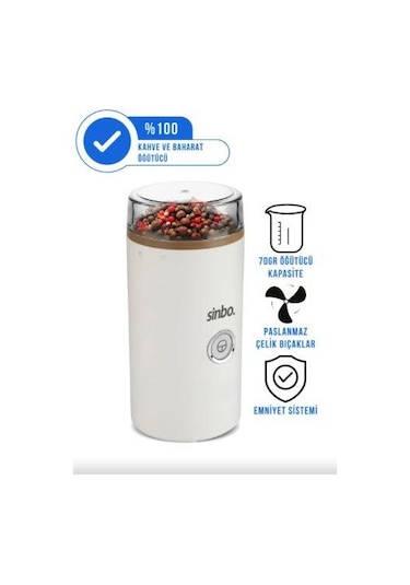 Sinbo Scm-2980 Elektrikli Kahve Çekirdeği Baharat Öğütücü 6 Adet Çok Renkli
