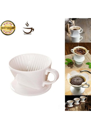 Fosenze Porçelen 3 Delikli Filtre Kahve Çekirdeği - 2-4 Kişilik, Yavaş Ekstraksiyonlu, No.2 Filtre Kağıdı Uyumlu Kahve Hazırlama Seti Beyaz