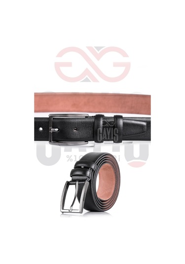 Özel Oval Kutulu Hakiki Manda Derisi Klasik Siyah Erkek Kemer Siyah