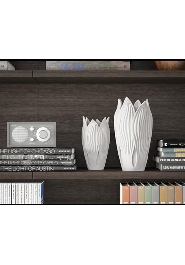 Lotus 3d Modern Tarz Dekoratif Vazo Beyaz