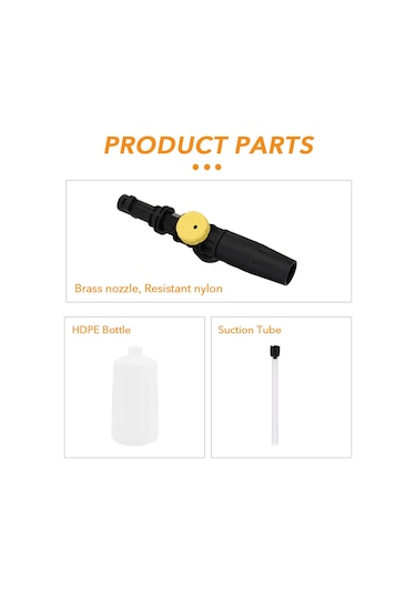 Yaleker 750ml Karcher K Serisi K2-k7 Uyumlu Köpük Spreyi - Konsantrasyon Ve Genişlik Ayarlanabilir, 60-160 Bar Basınç Aralığı