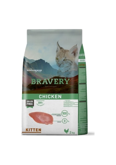 Bravery Tahılsız Tavuklu Yavru Kedi Maması 2 KG
