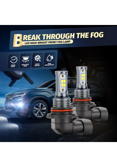 Xindoker V1 Araba Led Sis Farı 16w 1000lm 6000k Beyaz Ip68 Su Geçirmez 9005/hb3/h10 Soketli 2'li Set
