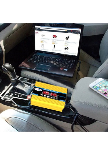 4000w Akıllı Dijital Araç İnvertörü 2 Usb Çıkış Portu Modifiye Sinüs Dalga Dönüştürücü Led Ekran İle