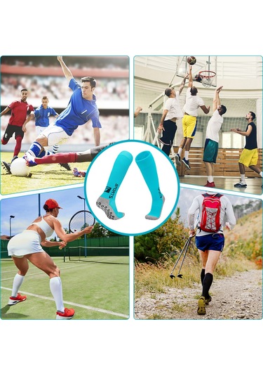 Qingmipy Uzun Kollu Spor Çorap Antibakteriyel Kayma Önleyici Futbol Basketbol Tüm Sporlar İçin Erkek Kadın Üniversal Beyaz Beyaz