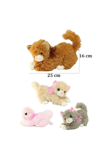 Miyavlayan Sesli Kedi Peluş Oyuncak 25 cm Pembe