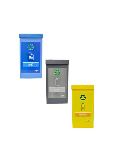 3 Lü Geri Dönüşüm Kutusu - Sıfır Atık Kutusu Set