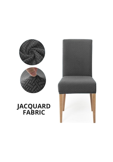 Koyu Gri Yemek Sandalyesi Yıkanabilir Streç Slipcover Çıkarılabilir Sandalye Koruyucu Kapakları