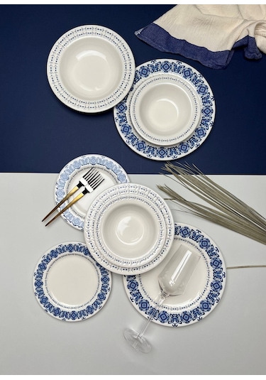 Tabak Evi Bonsai Blue Garden Porselen Yemek Takımı 4 Kişilik 16 P