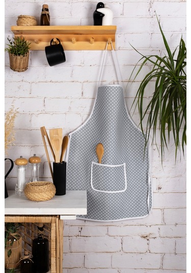 6 Parça Mutfak Seti & Mutfak Önlüğü , Fırın Eldiveni , 2li Tutacak , Organizer Poşetlik , Demlematikgri Puantiye