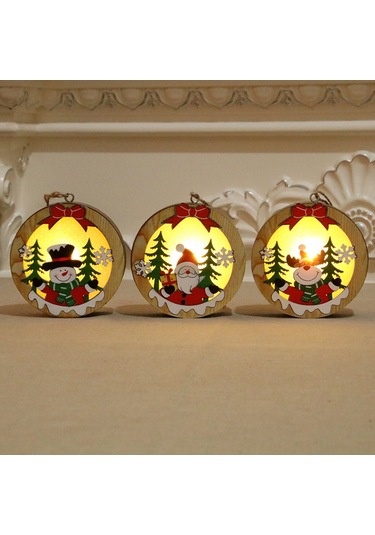 Xindoker Işıklı Ahşap Asortiği: Renkli Yuvarlak/yıldız Desenli Askı 9.6-11cm