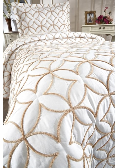 Parolin Tek Kişilik Kapitoneli Yatak Örtüsü Krem Gold Krem - Gold
