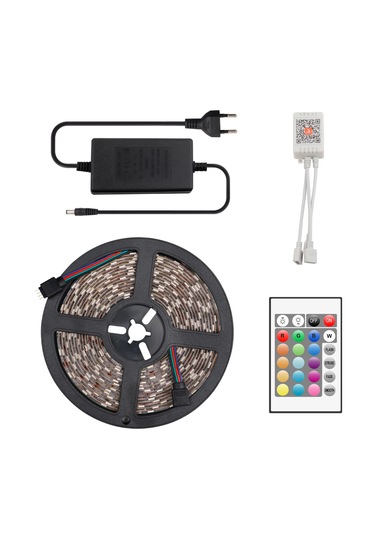 Rgb Şerit Led Set Kumandalı Adaptörlü Renk Renk Çok Renkli Led