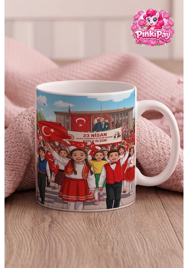 23 Nisan Özel Neşeli Çocuklar Geçit Töreni Bardak Beyaz