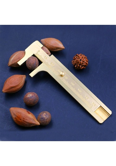 Taşınabilir Mini Pirinç Sürgülü 80mm Ölçer Sürmeli Boncuk Takı Ölçme Kumpas