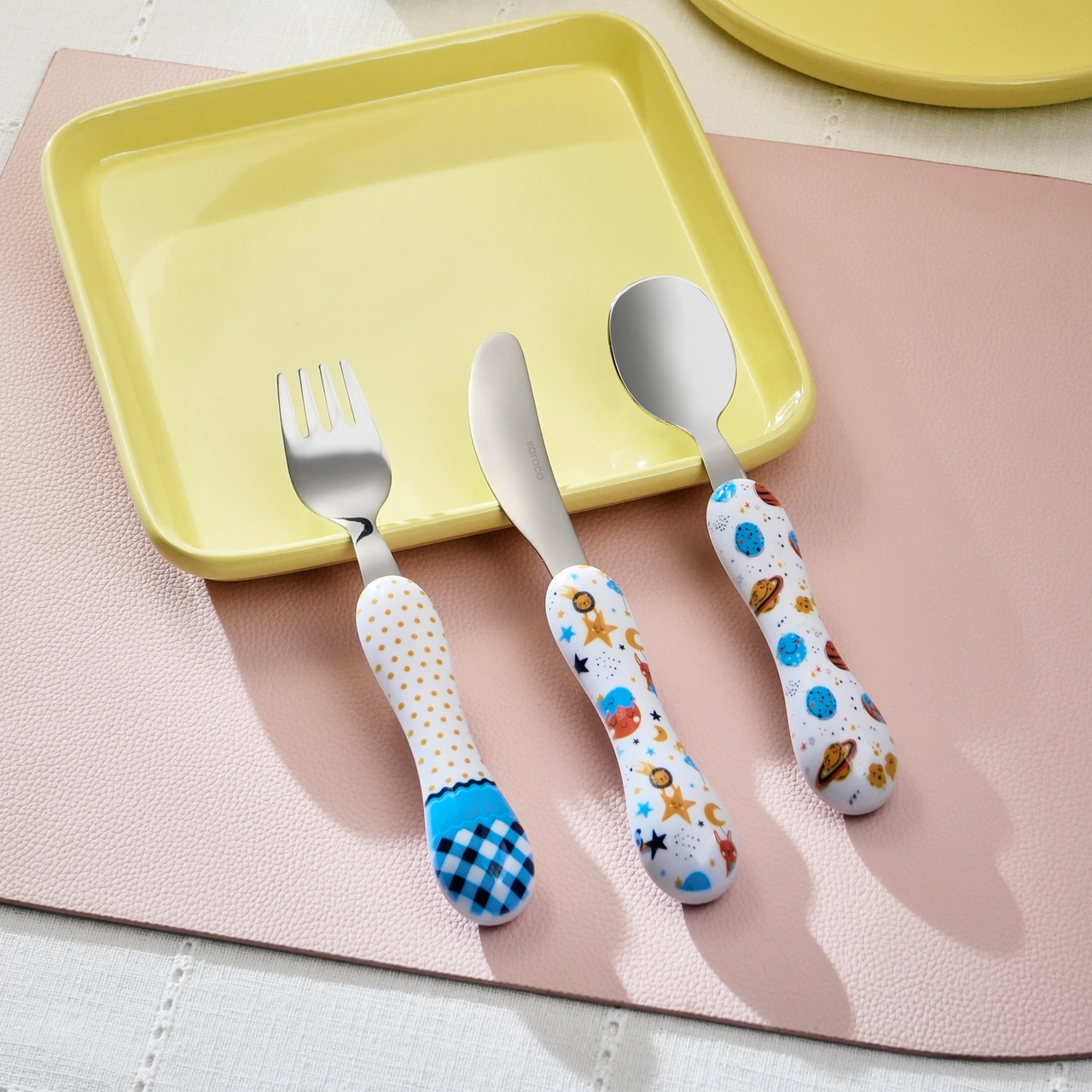 Karaca Galaksi 3 Parça Çocuk Çatal Kaşık Bıçak Seti Multicolor