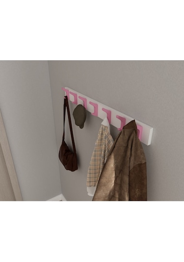 Hepsi3boyutlu Modern Duvar & Kapı Kanca Askılık - 7 Adet Pembe Kanca Askılık - Model No : 2 Pembe