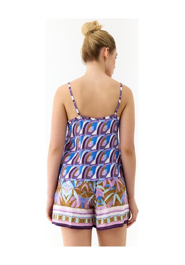 Amarelle Liberty Mor Desenli İnce Askılı, Şortlu Pijama Takımı