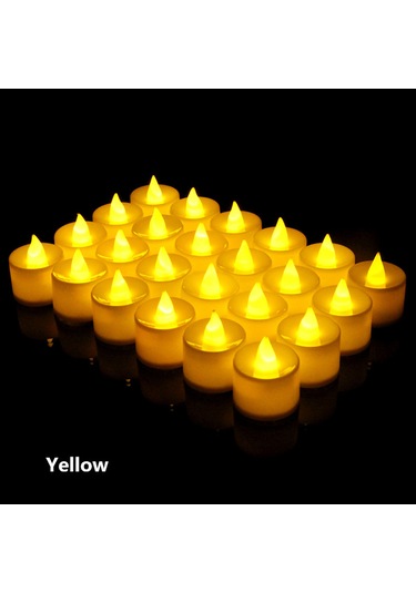 24 Adet Simülasyon Alevsiz Çay Mumları Led Mum Işıkları Düğün Yıldönümü İçin Beyaz