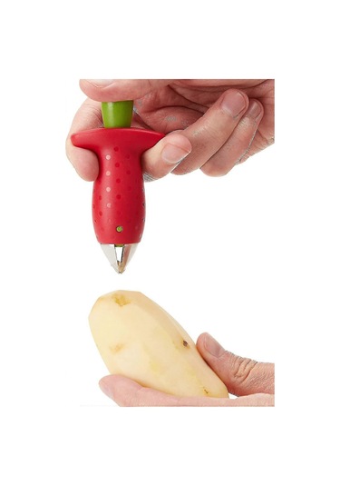 2 Adet Çilek Soyucu Ve Çilek Dilimleyici Seti, Çilek Sapı Ve Yapraklarını Ayıklamak İçin Diğer