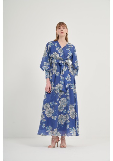 Ftz Kadın Tansel Desenli Elbise İndigo 31057 Indigo