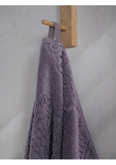 Pamuk Tekli Havlu Jakarlı Karna Premıum Vance - 70 X 140 Lila