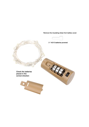 Moveevo Ip65 Su Geçirmez 2m 20 Led Bakır Tel Işık Zinciri, 4.5v 1.2w Şişe Tıpa Ambiyans Lambası, Beyaz Işık - Romantik Atmosfer Oluşturucu Beyaz