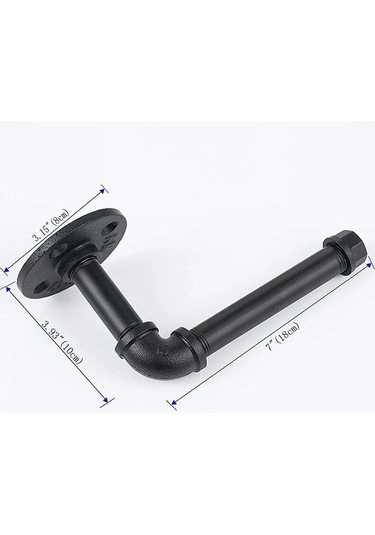 Novahub Tuvalet Kağıtlığı Vintage Endüstriyel Retro Metal Boru Duvara Monte, Demir, Siyah, 18x10 Cm, Ev Dekorasyonu Diğer