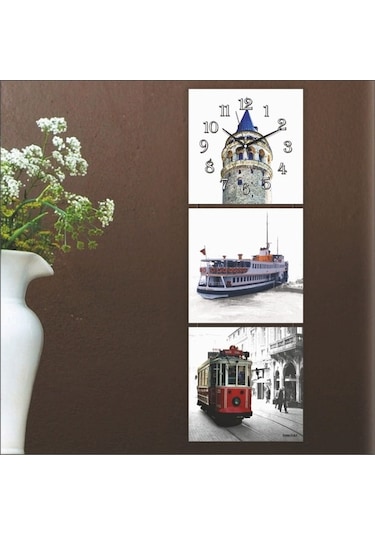 Mdf Istanbul Manzaralı Tablo Duvar Saati (64902714)