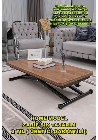 Home Üst Tabla Mdf Ceviz Oval Köşe Alt Ayak Siyah