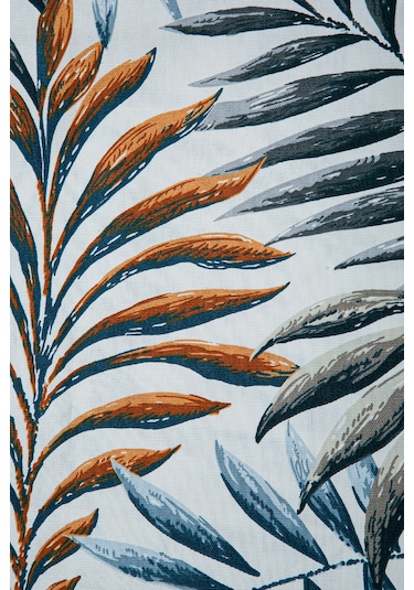 Duck Yapraklı Kırlent Kılıfı Mavi Kiremit V1 35x50 Mavi - Turuncu