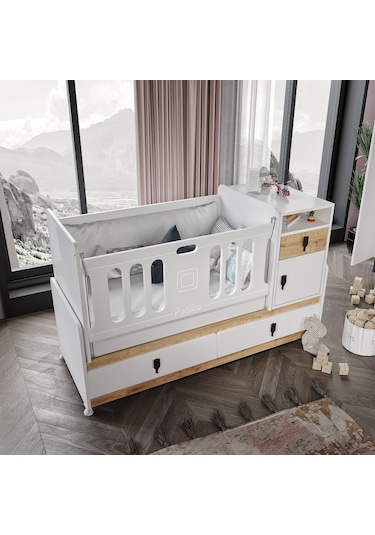 Rose Büyüyen Bebek Odası Takımı Safir Meşe Beyaz