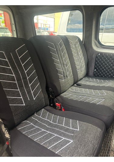 Argalı Ford Courier Araca Uygun Oto Koltuk Kılıfı Üniversal Keten Ve Suni Deri Cepli Oto Koltuk Kılıf Beyaz