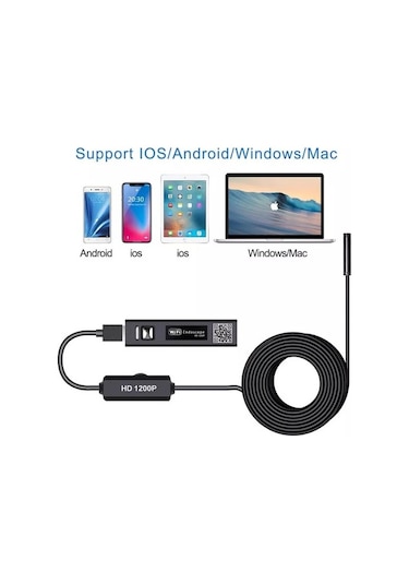 Wi-fi İle Çalışan Endoskop Yılan Kamera 10 Metre Sert Kablo 8mm