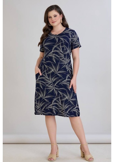 Wearon Kadın Sumru Cepli Kuplu Kısa Kol Lacivert Elbise Lacivert