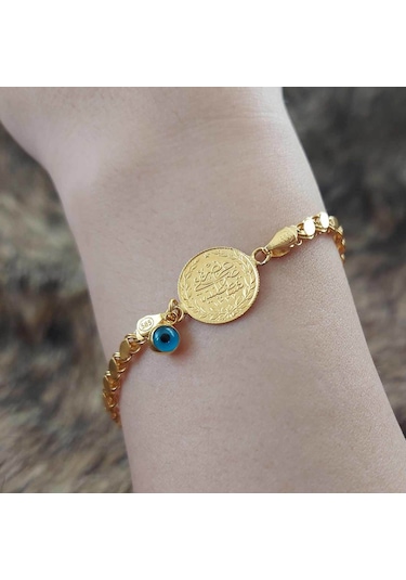 Altınbeyi Reşat Çeyrekli Pullu Zincirli Bileklik Sarı Altın