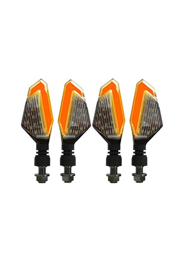 Mk-236 4 Adet 22led Motosiklet V Line İki Renkli Dönüş Işığı Sinyal Açısı Işığı Sarı Kırmızı