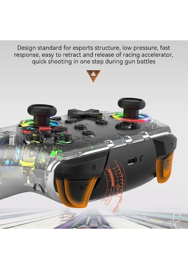 Rgb Kablosuz Şeffaf Gaming Ps4/ps3/pc/switch/Apple Uyumlu iOS Gaming Kol Wirelles Controller Saydam