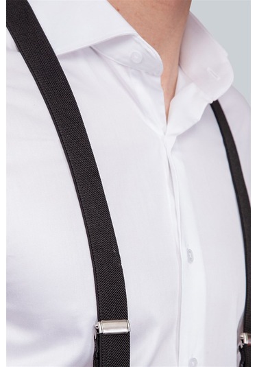 Tudors Düz Ince Erkek Pantolon Askısı Siyah