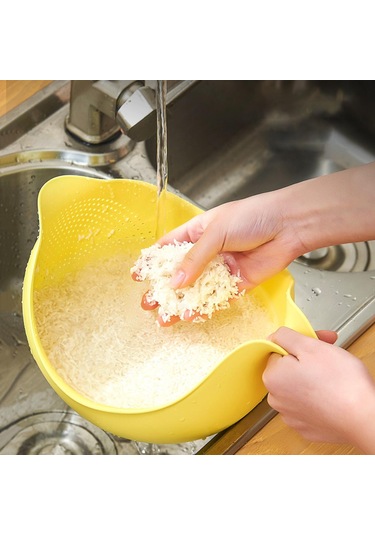 Suntek Pirinç Yıkama Elek Mutfak Aletleri Sebze Sepeti Sarı Sarı