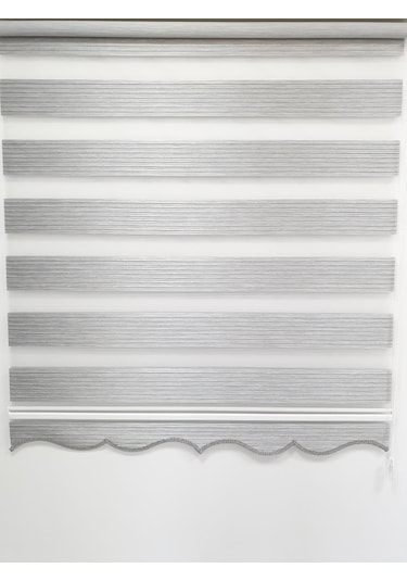 Bbb Geniş Pliseli Simli Gri Zebra Stor Perde Mz294