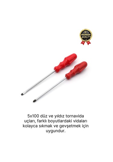 Yüksek Kalite Dayanıklı Pratik Ergonomik Tamir Vidalama Düz Ve Yıldız Uçlu 2'li Tornavida Seti 5x100