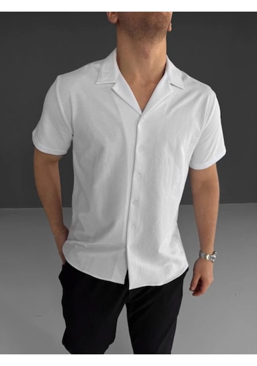 İki İplik Kumaş Gömlek - Beyaz Beyaz