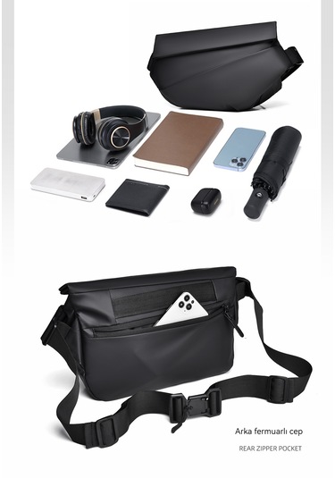 Trendy Erkek Çapraz Askılı Çanta-gri Grı