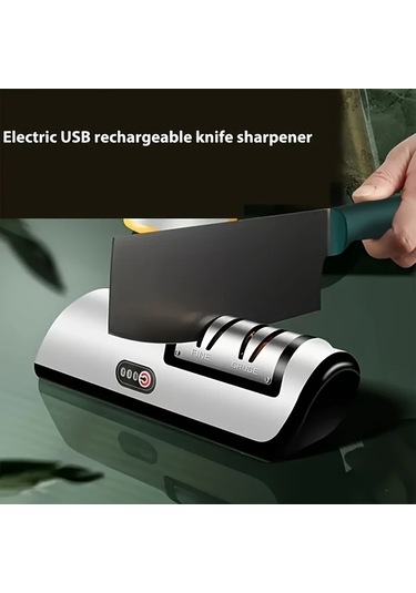 Elmpaly Beyaz 2 Hızlı Usb Şarjlı Taşınabilir Bıçak Bileyici