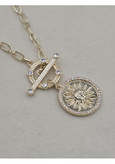 14k Mikron Altın Kaplama Miracle Güneş Önden Kilit Kolye Altın