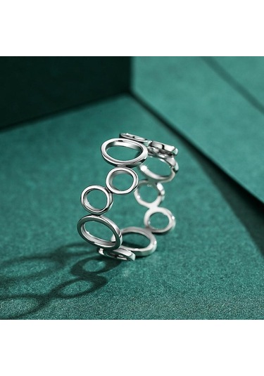 Modian 925 Ayar Gümüş Düzensiz Yuvarlak Parmak Yüzük Moda Parti Aksesuarları Kadınlar Için Güzel Bildirimi Takı Hediye 7 Gümüş