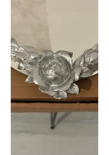 Aynalı Cam Nişan Tepsisi Güldesenli