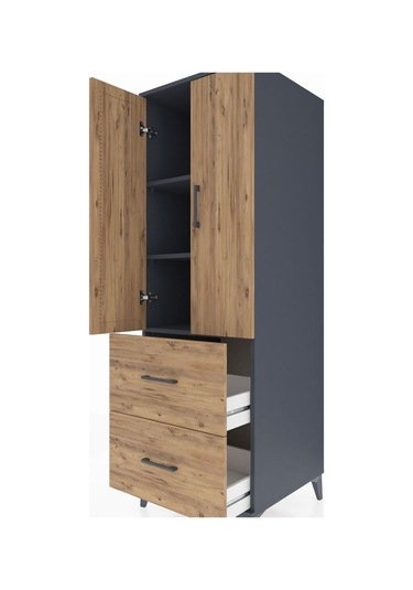 Kronos Dolap 3 Raflı 2 Çekmeceli 2 Kapaklı 60x59x182 Antrasit... Antrasit