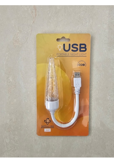 Usb Ledli Rustik Ampul - Kristal Tasarım Masa Lambası Sarı